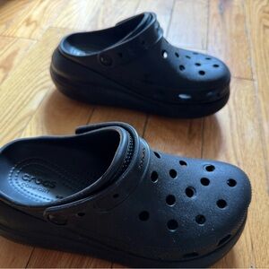 CROCS Black Platform Clogs with Ventilation
